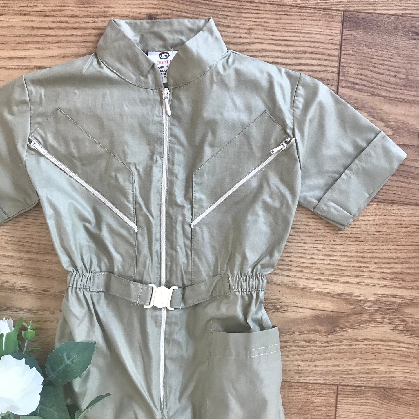 Vintage 70s/80s Lightweight Beige Jumpsuit 2-3, 3-4Y