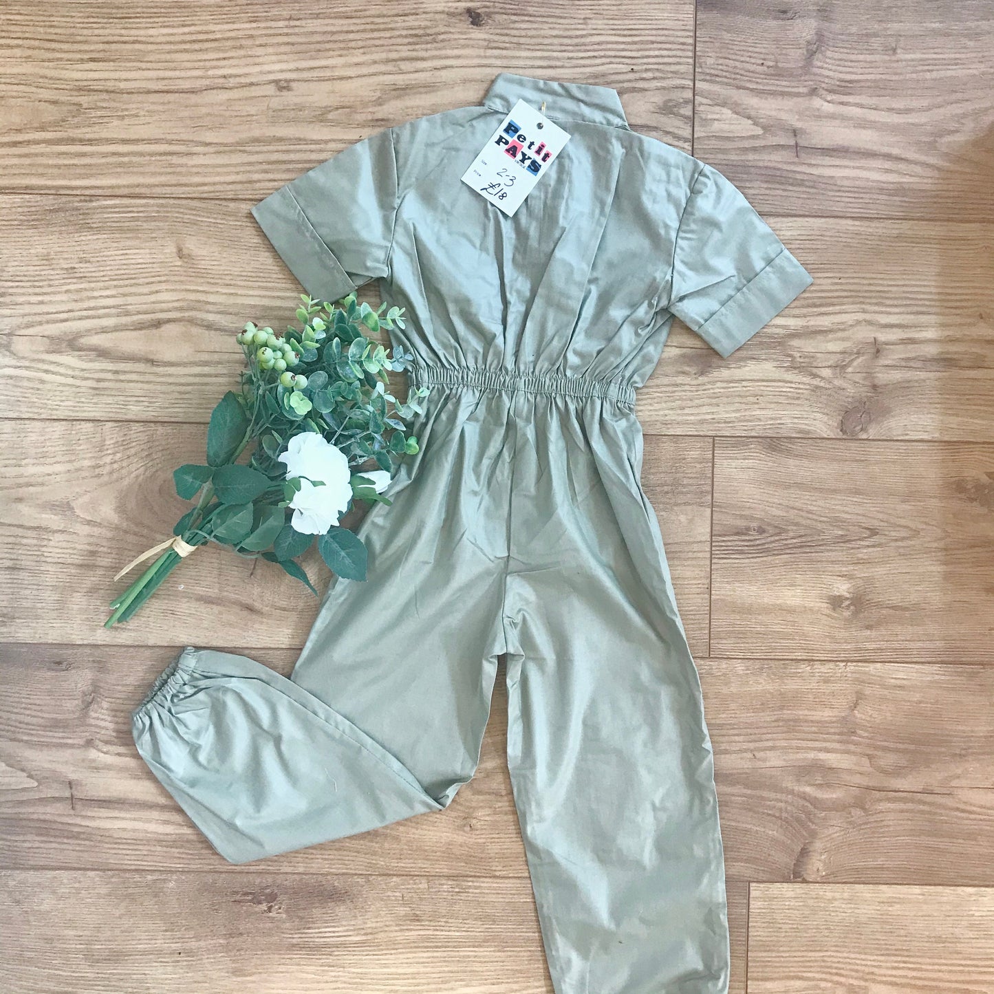 Vintage 70s/80s Lightweight Beige Jumpsuit 2-3, 3-4Y