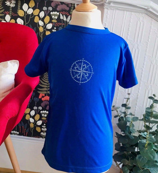Load image into Gallery viewer, Vintage 70&amp;#39;s Blue Tee / Top French Made 8-10Y
