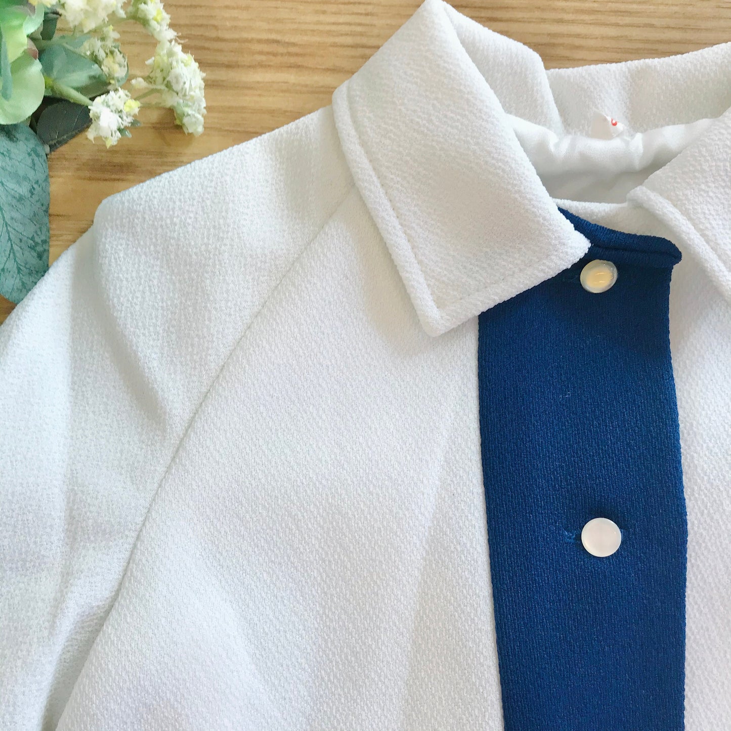Vintage 60's White / Blue Baby / Toddler Lightweight Coat British Made 12-18M
