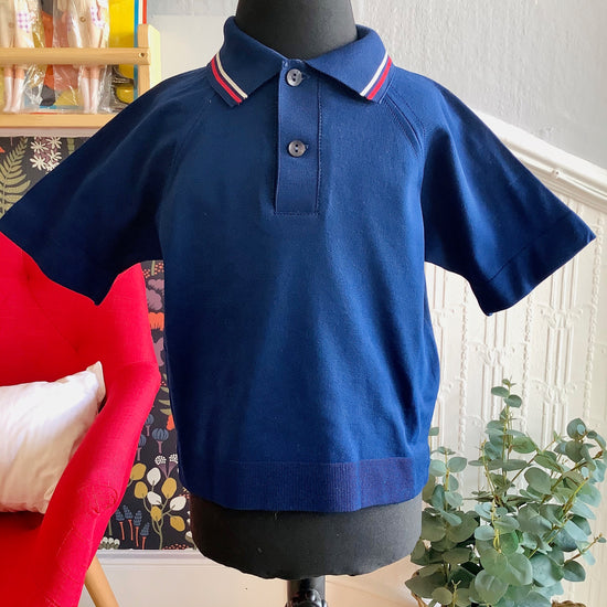 1970's Navy Mod Polo Shirt 2-3Y