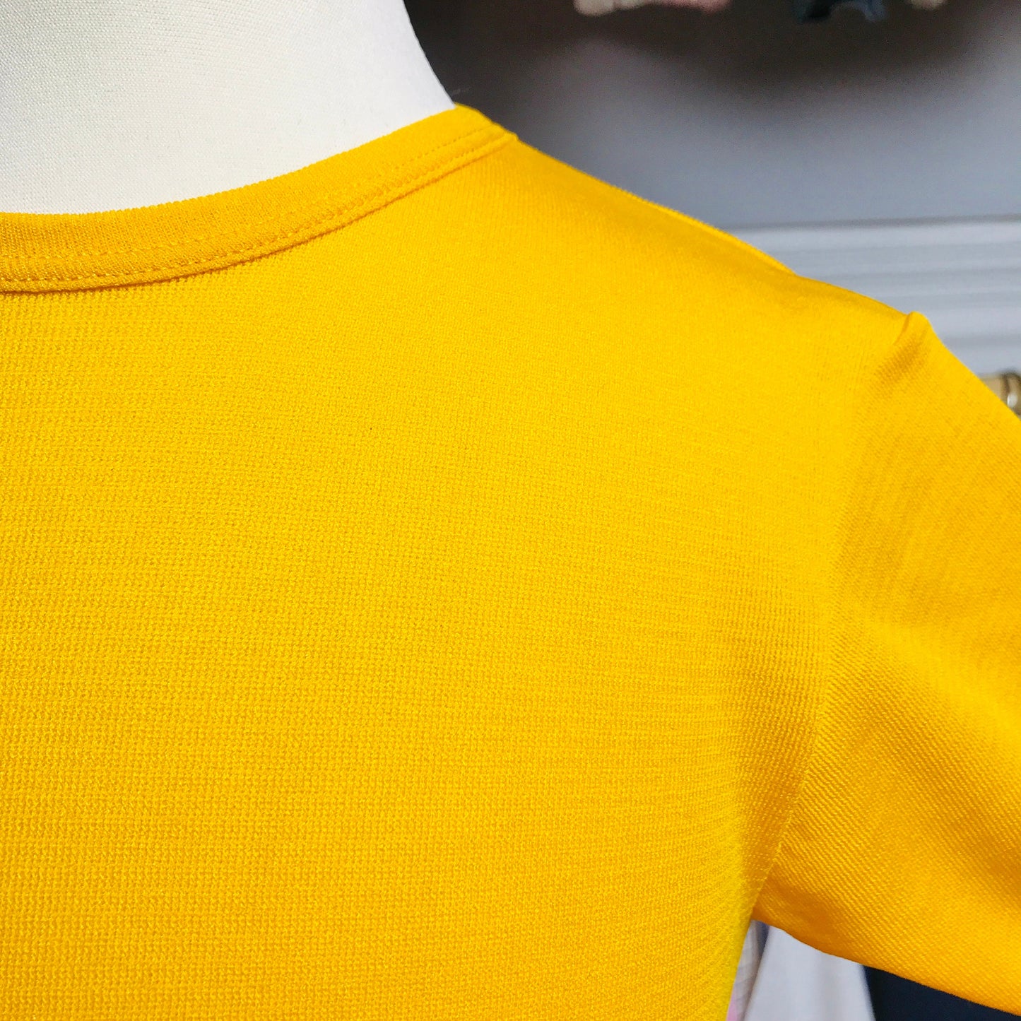 Deadstock Vintage 60's Yellow Nylon Top /Tee French Made 6-8Y