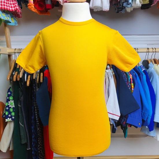 Deadstock Vintage 60's Yellow Nylon Top /Tee French Made 6-8Y
