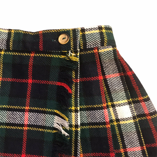 Load image into Gallery viewer, Vintage 60s Tartan Green Plaid Skirt French Stock 6-8Y
