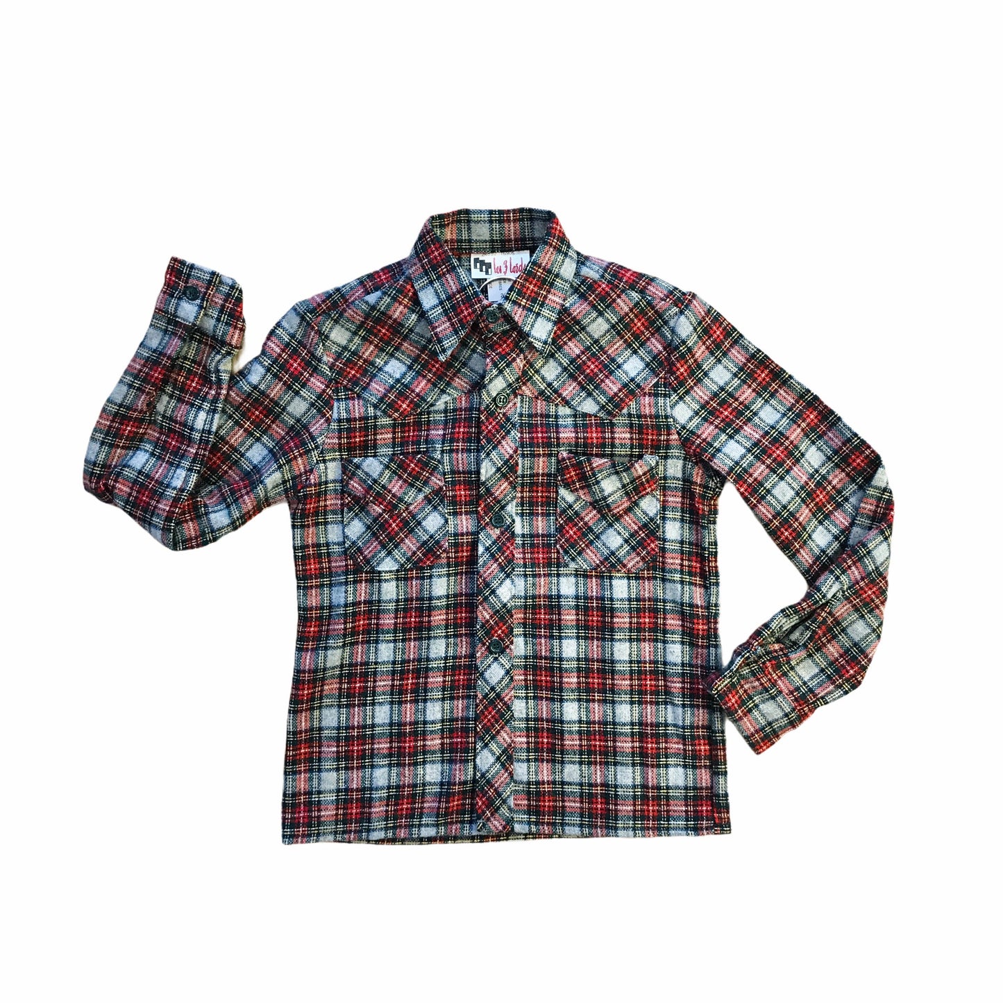 Vintage 1970's Flannel Tartan Children's Shirt French Made 4-5Y