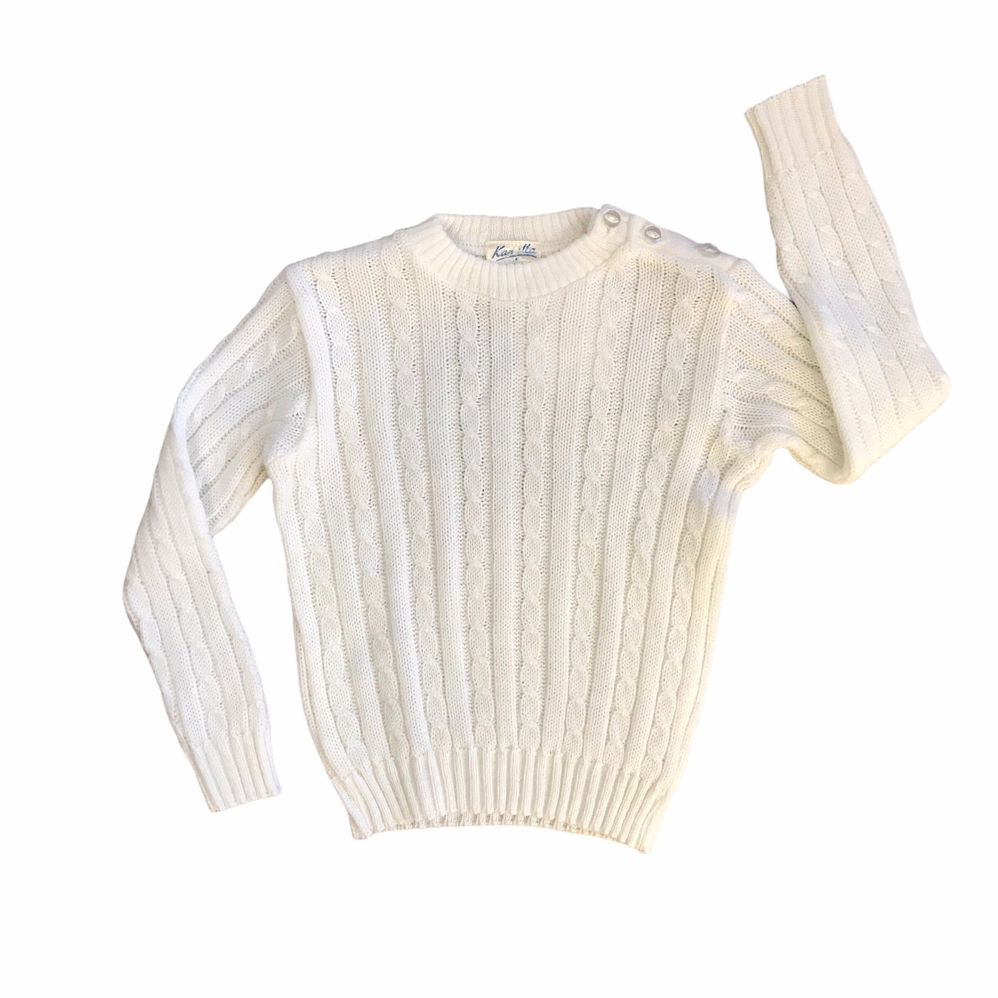 60's White Cable Knit Toddler Jumper British Made 3-4Y