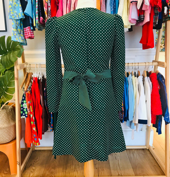 Vintage 60's Green Dots Girl Dress French Made  8-10 Years