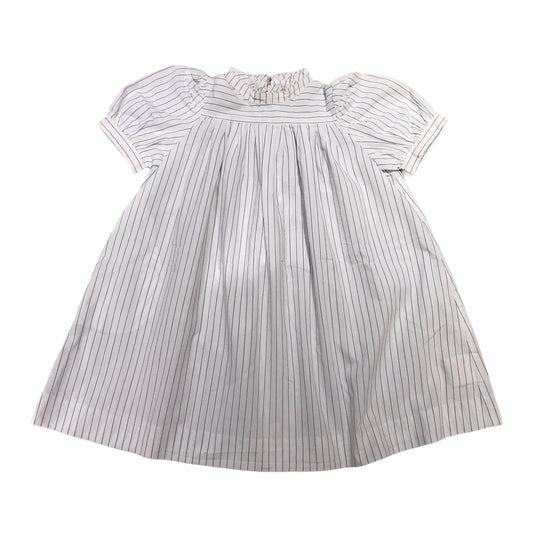 Load image into Gallery viewer, 70&amp;#39;s White Thin Stripes Toddler Dress French Made  18-24M
