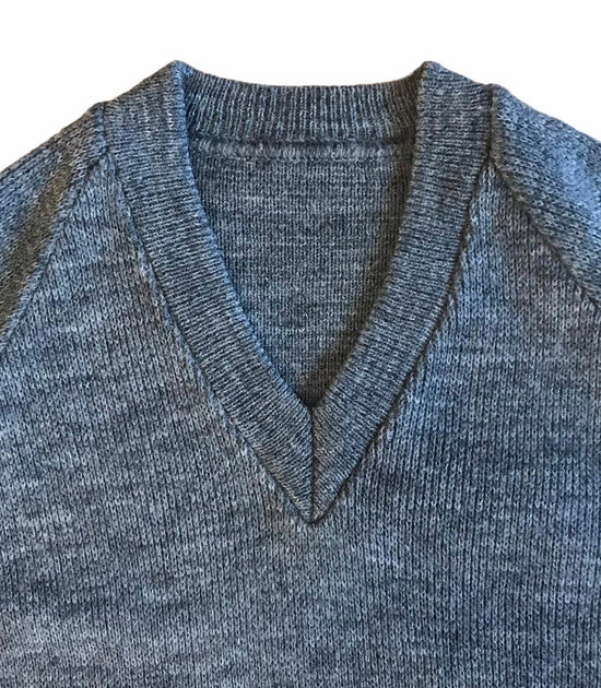 Vintage 60's Children's Dark Grey V-Neck Jumper British Made 4-5 Years