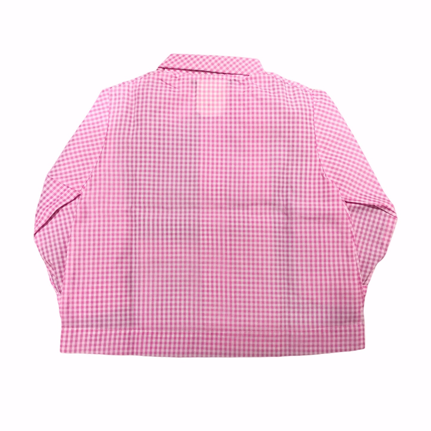 70s Vintage Pink Gingham Nylon School Blouse/Shirt French Made  18-24M