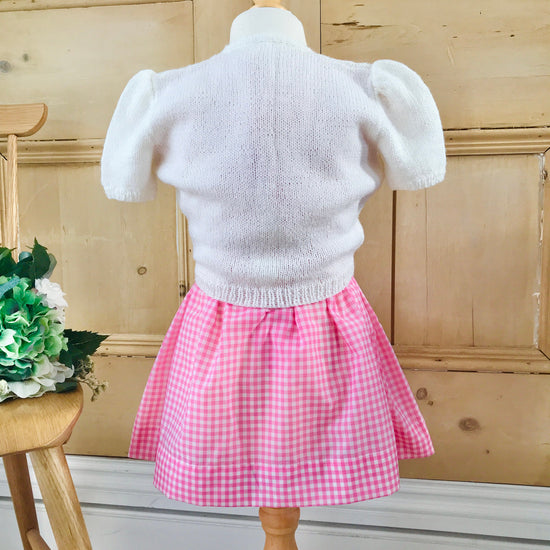 Vintage 1960's Pink Gingham Nylon Girl Dress / Blouse French Made 4-5Y