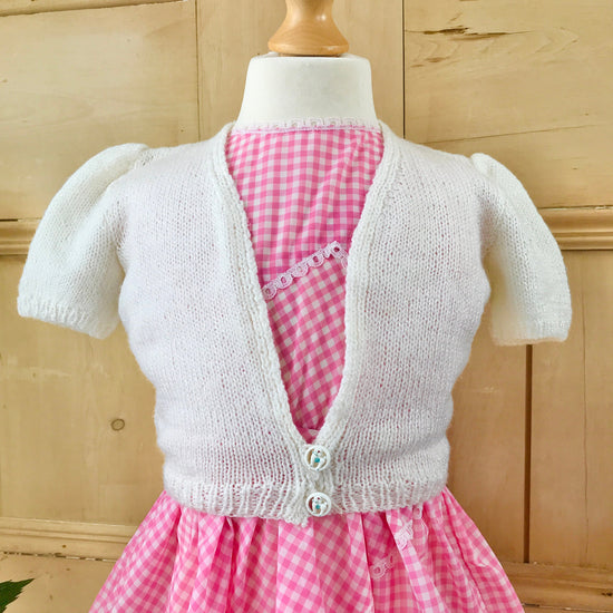 Vintage 1960's Children's Ivory Knitted Wrap-Over Cardigan French Made 4-5 Years