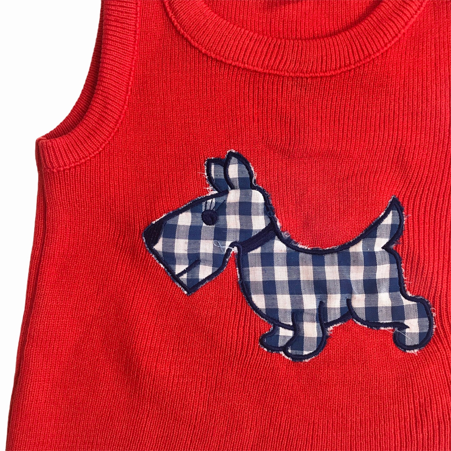 Vintage 1960s Red Knitted "Poodle" Baby Dress French Made 6-9 Months