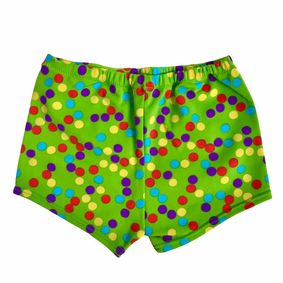 1970's Vintage Green Dots Kids Swimming Shorts/Trunk French Made 6-8Y