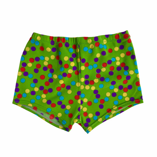 1970's Vintage Green Dots Kids Swimming Shorts/Trunk French Made 6-8Y
