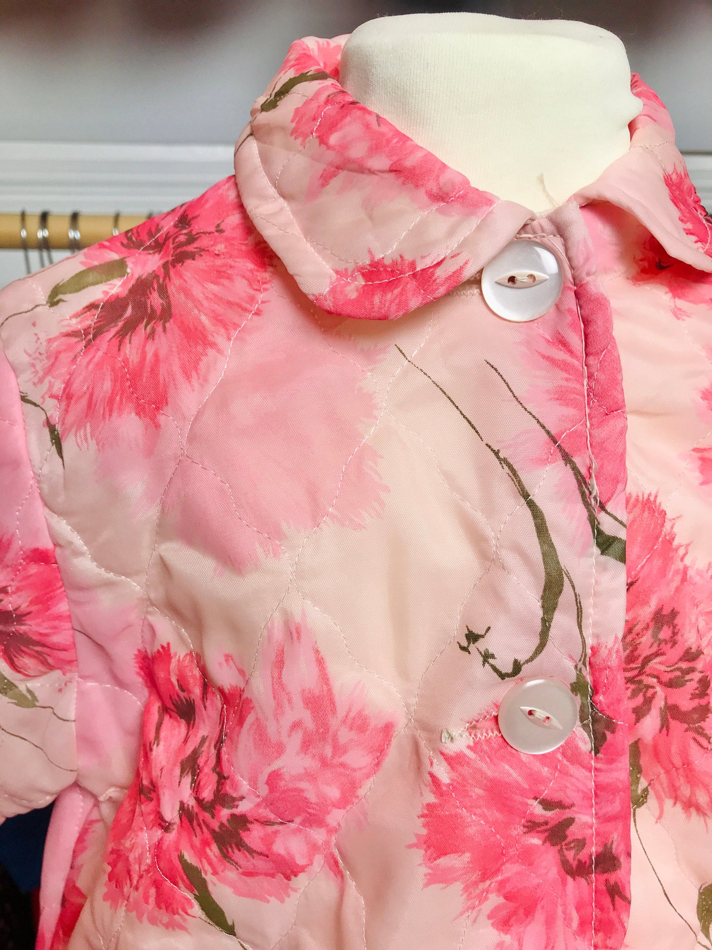 Vintage 1960s Padded Floral Toddler Gown British Made 18-24M