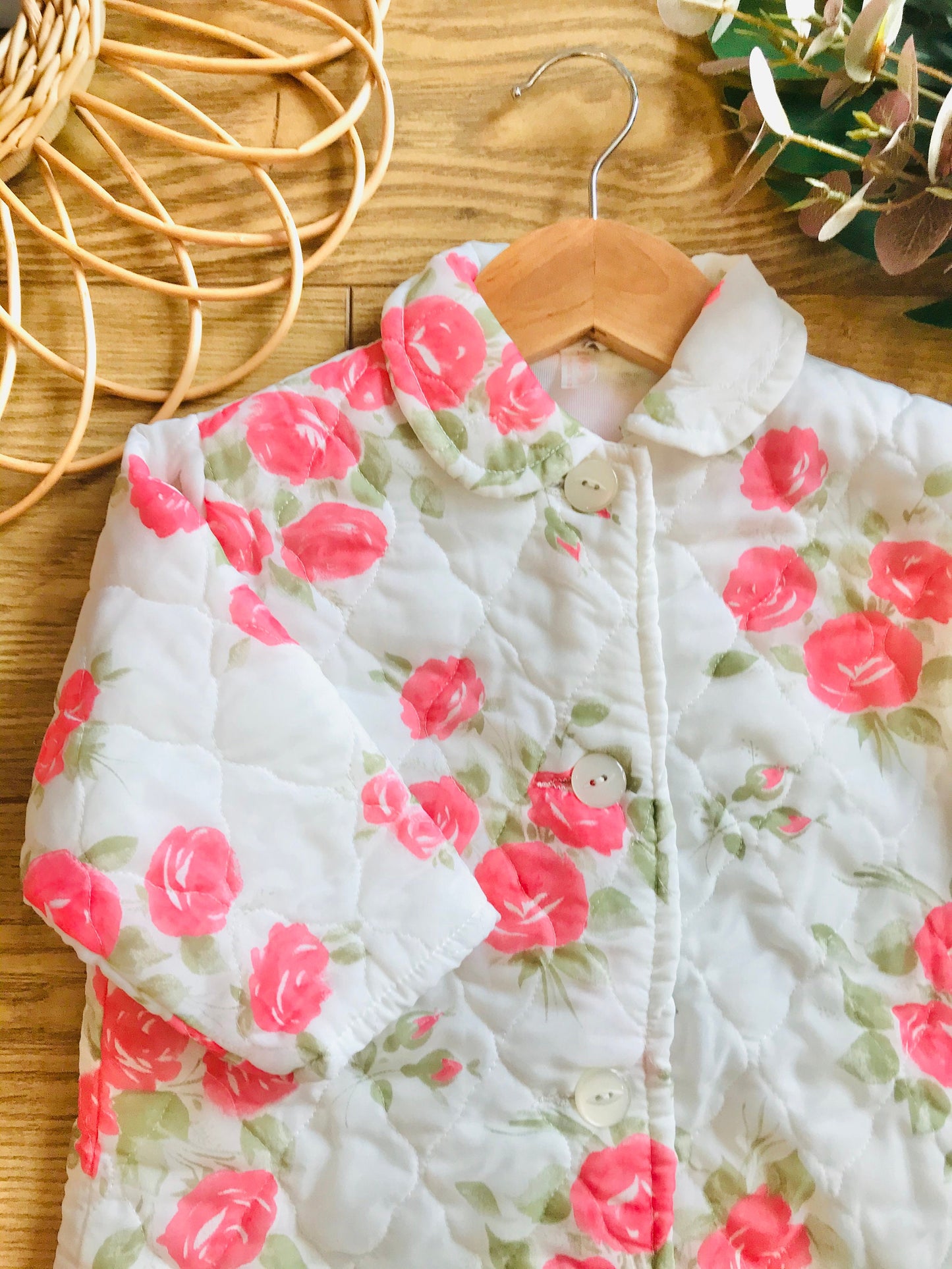 Vintage 1960s Padded Floral Toddler Gown British Made 18-24M