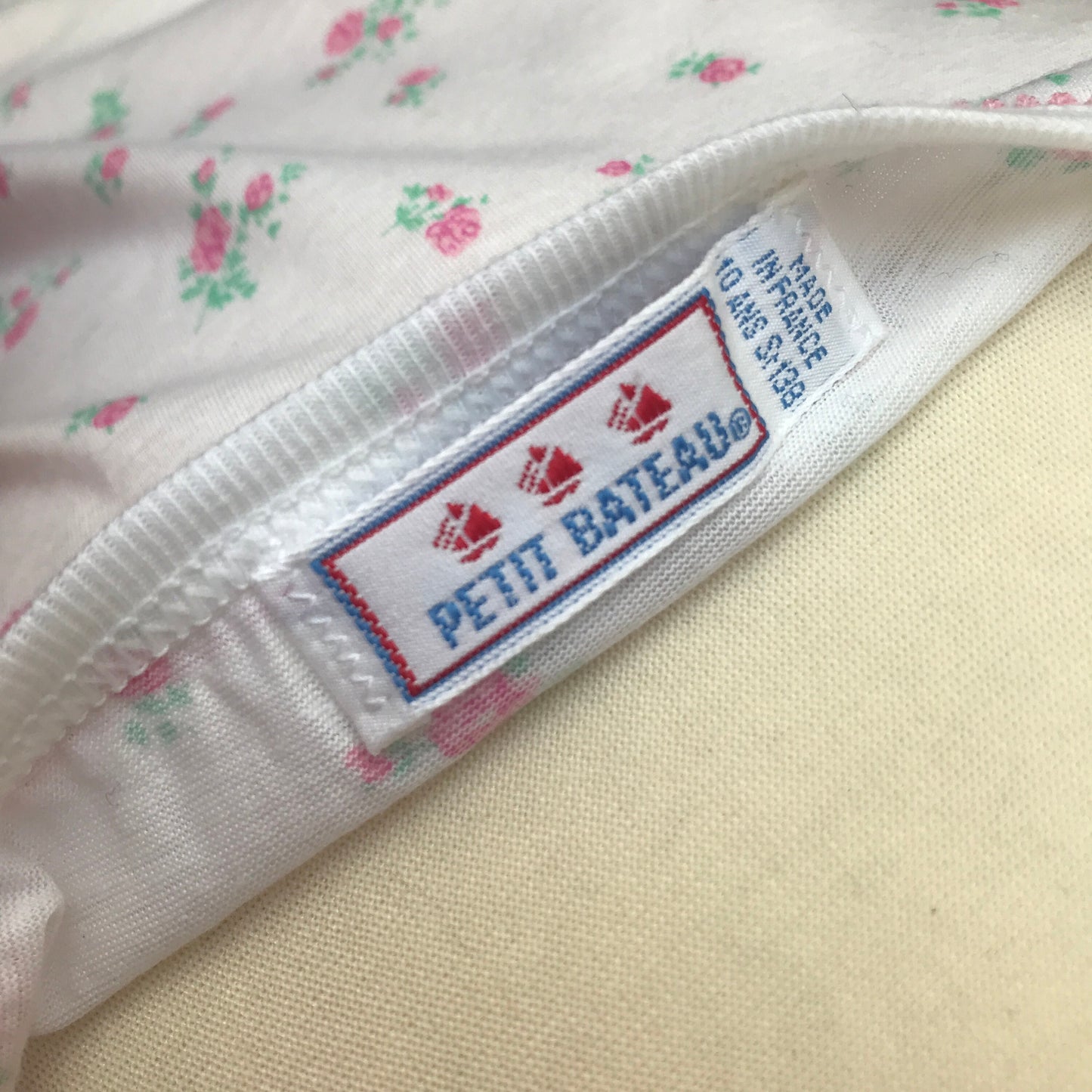 Vintage 1970s White / Pink Floral PETIT BATEAU Girl's Vest  8-10Y