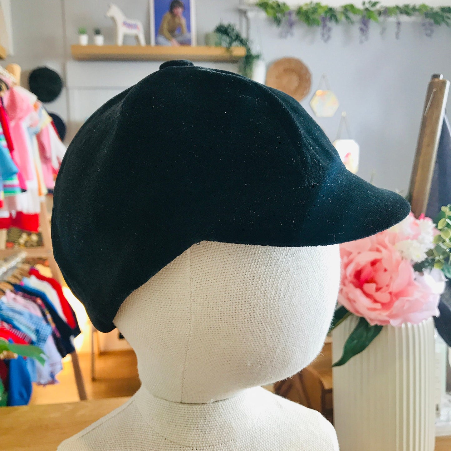 Vintage 1970s Black Velvet Cap French Made from Baby to 8 Years