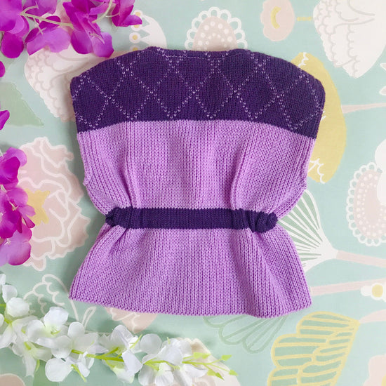 Vintage Deadstock 70's Purple Knitted Vest French Made Newborn / 0-3 Months