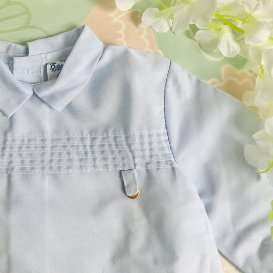 Vintage Deadstock 70's Blue Baby Blouse / Shirt French 0-3 and 3-6 Months