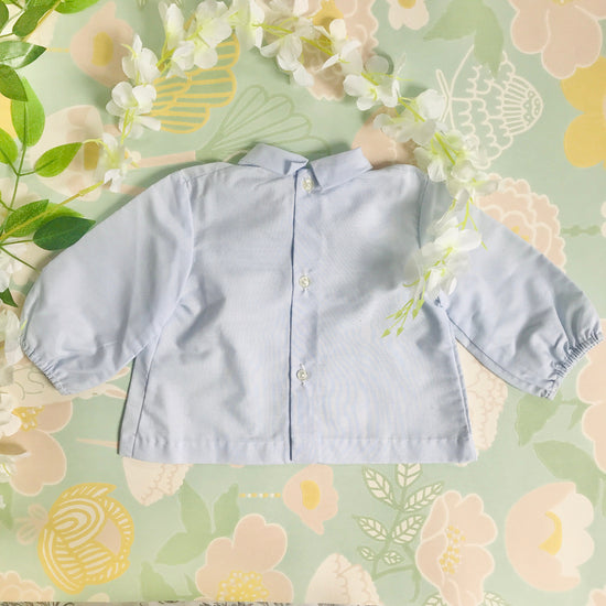 Vintage Deadstock 70's Blue Baby Blouse / Shirt French 0-3 and 3-6 Months