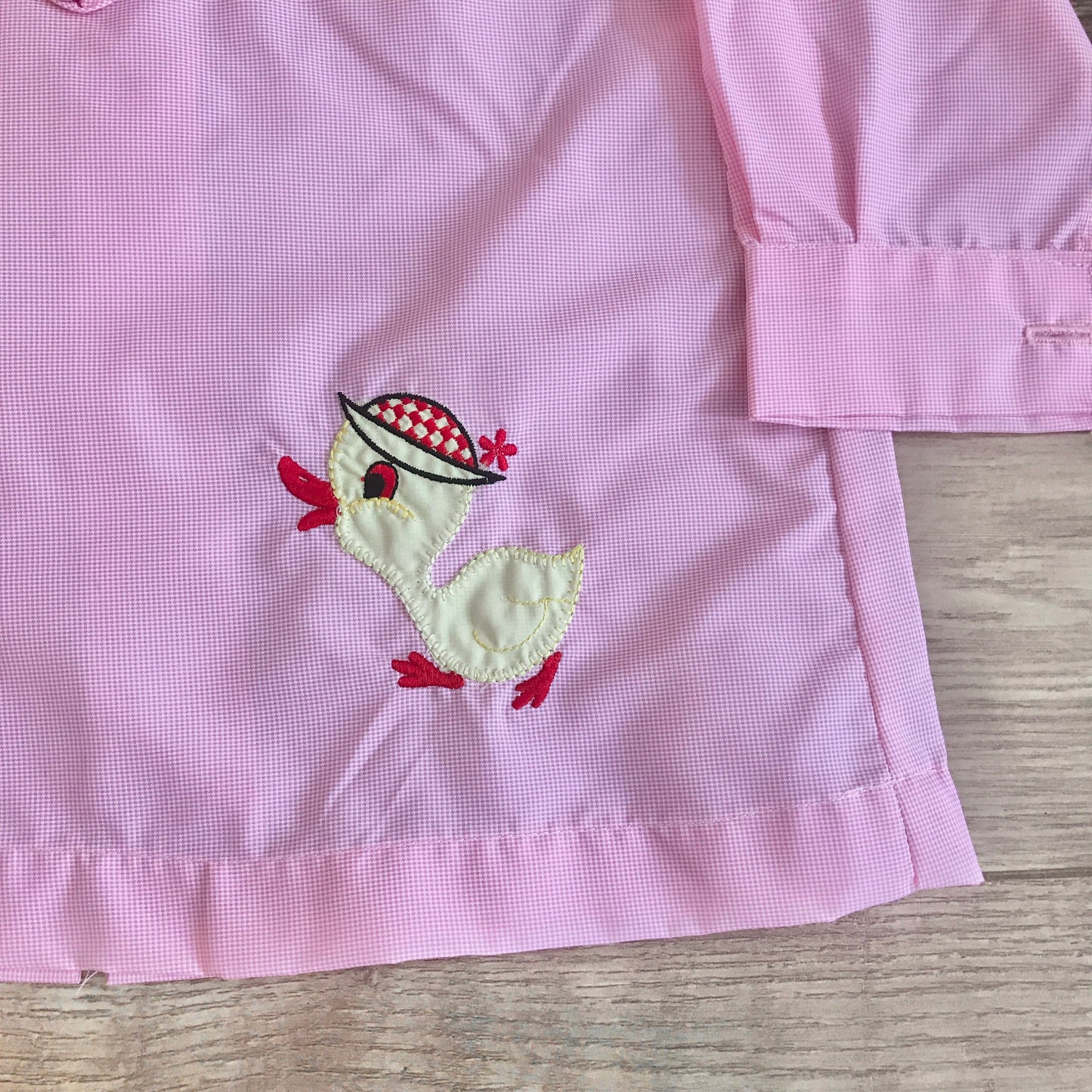 Vintage 1960s "Baby Duck" Pink Baby / Toddler Dress / Blouse French Made 12-18 Months