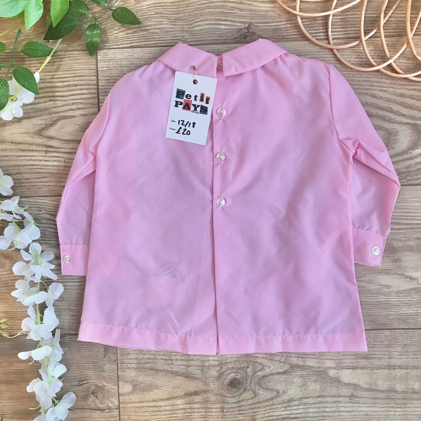 Vintage 1960s "Baby Duck" Pink Baby / Toddler Dress / Blouse French Made 12-18 Months