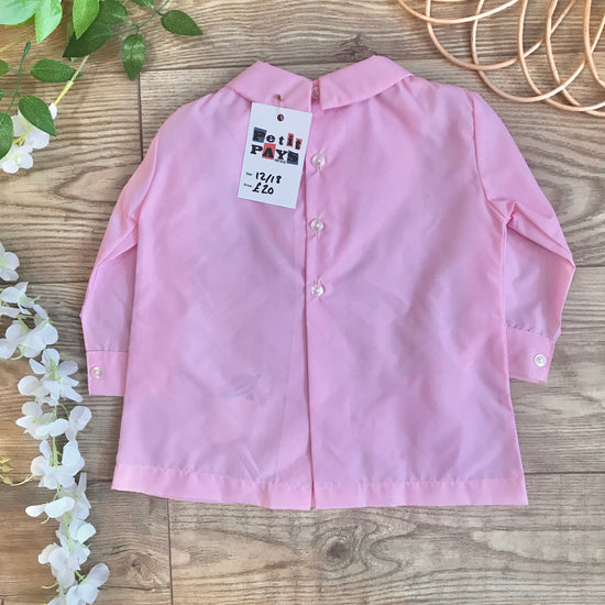 Vintage 1960s "Baby Duck" Pink Baby / Toddler Dress / Blouse French Made 12-18 Months