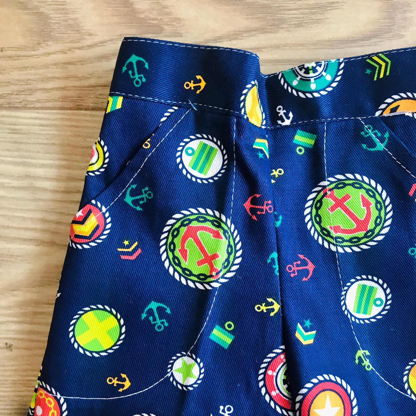 Vintage Deadstock  60s 70s Navy Nautical Printed Bell Bottoms 18-24M, 2-3 and 3-4Y