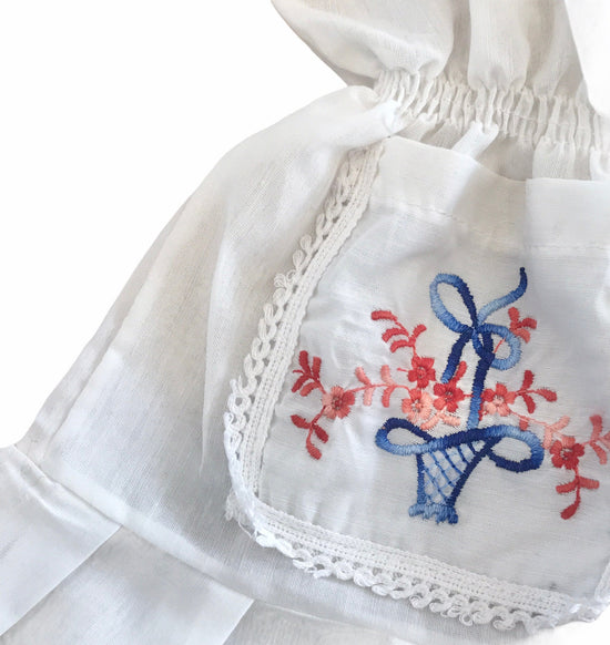 Vintage 1970s White Embroidered Boho Dress British Made 9-12 Months