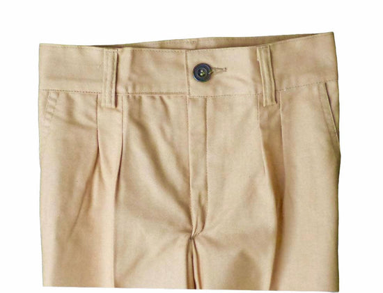 70's Sand Straight Pleated Trousers French Stock 5-6Yrs