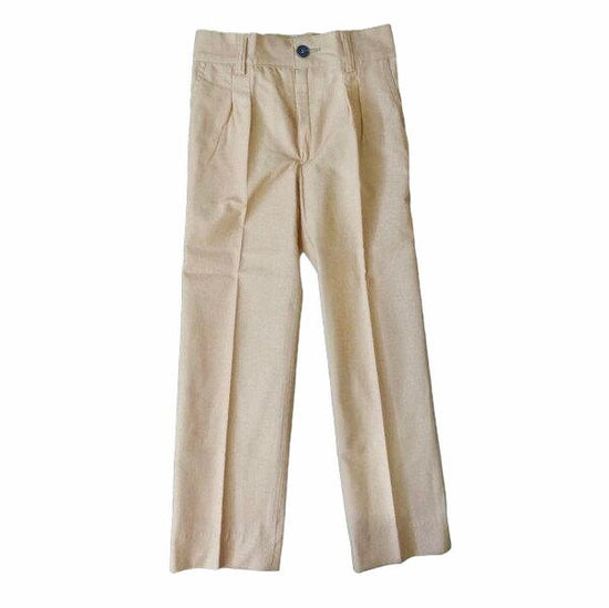70's Sand Straight Pleated Trousers French Stock 5-6Yrs