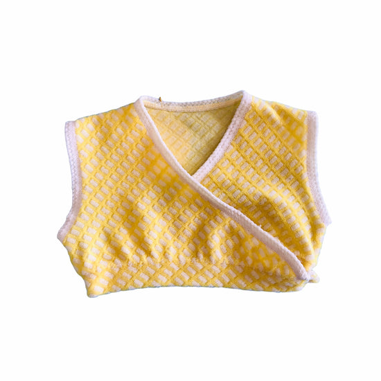 Vintage 70's Yellow Crop Baby Vest French Made 0-3 M