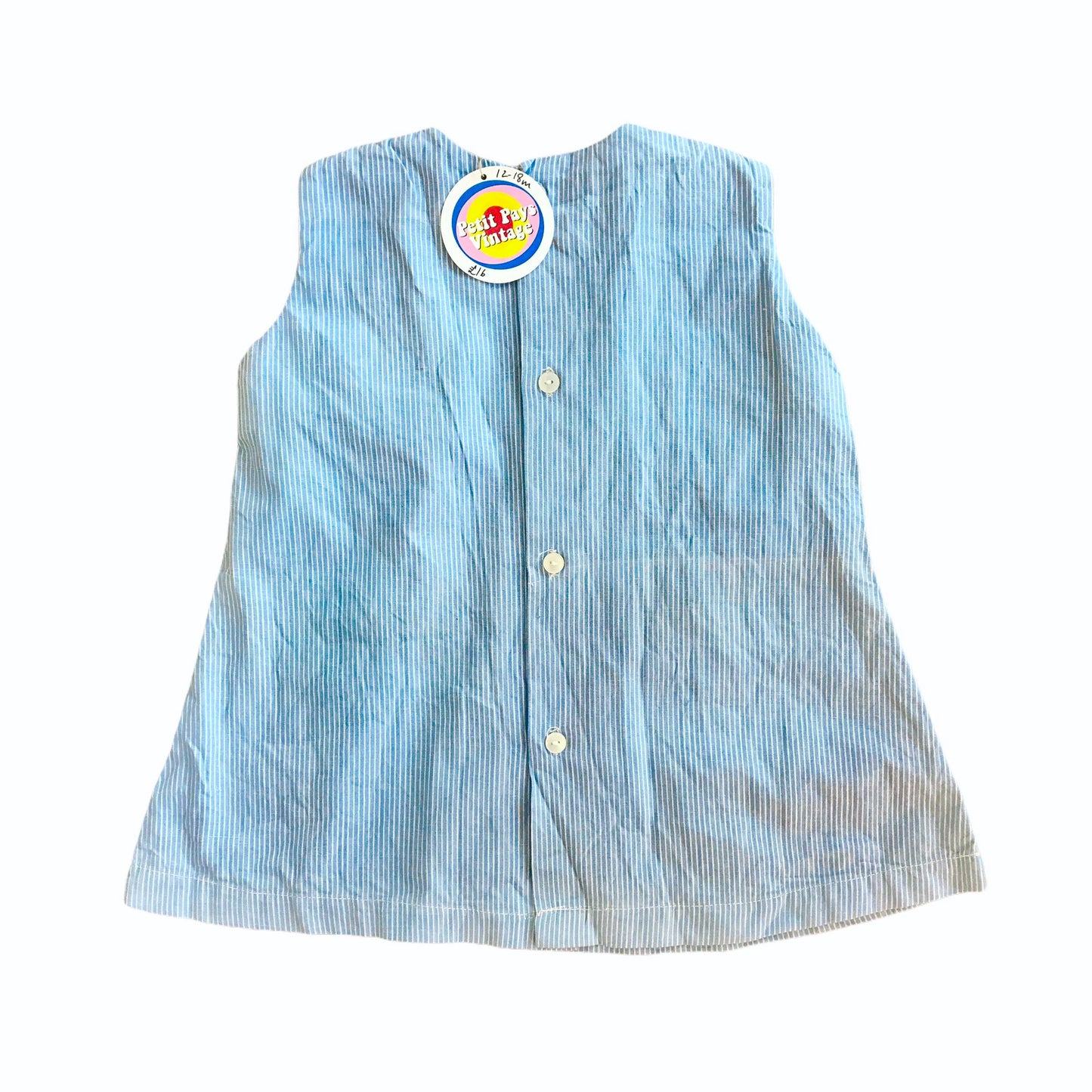Vintage 60's  Blue Cotton Dress  British Made 12-18 Months