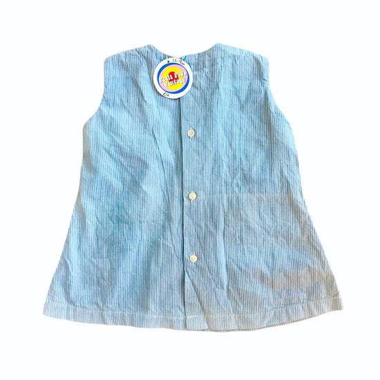 Load image into Gallery viewer, Vintage 60&amp;#39;s  Blue Cotton Dress  British Made 12-18 Months
