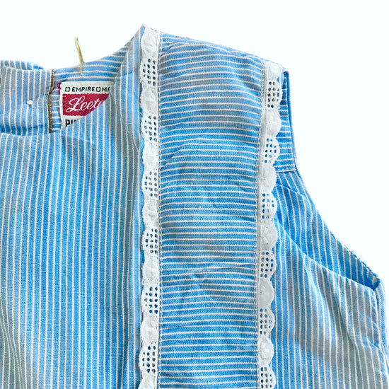 Load image into Gallery viewer, Vintage 60&amp;#39;s  Blue Cotton Dress  British Made 12-18 Months
