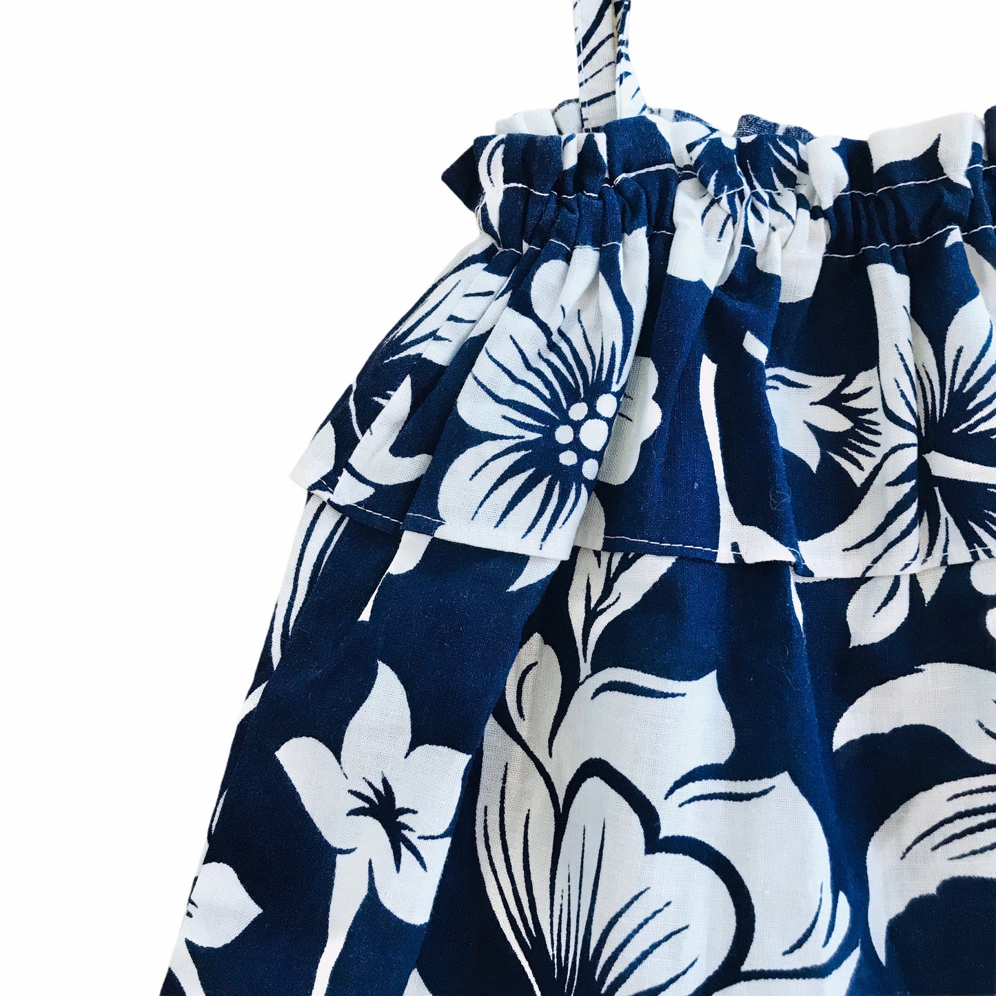 Vintage 70's  Blue Summer Beach Floral Dress  French Made 12-18 Months