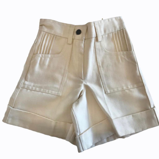 Vintage 70's Ivory Denim Shorts French Made 18-24M