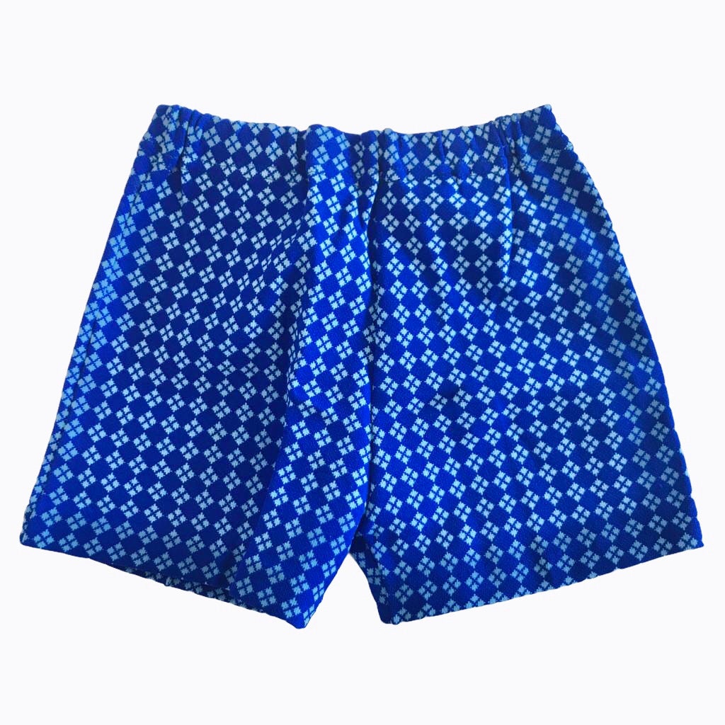 Vintage 1960s Printed Blue Nylon Shorts 18-24 Months