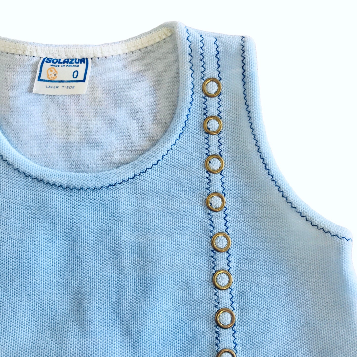 Vintage 1960's Blue Mod Baby Dress French Made  0-3 Months
