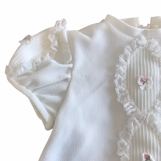 Vintage 1960's White Ruffles Baby Dress French Made Newborn / 0-3 Months