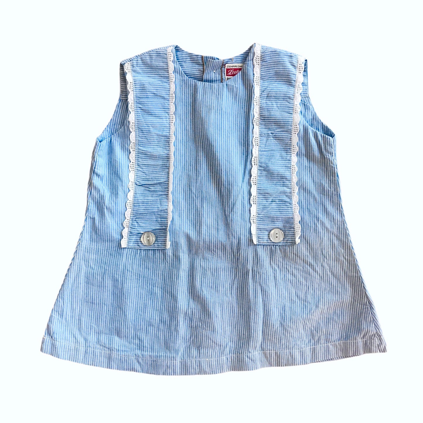 Vintage 60's  Blue Cotton Dress  British Made 12-18 Months
