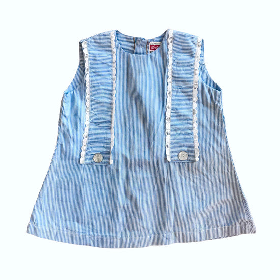 Vintage 60's  Blue Cotton Dress  British Made 12-18 Months
