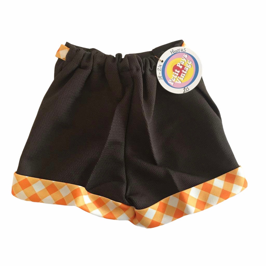 Vintage 60's Brown / Orange  Mod Shorts British Stock 18-24M