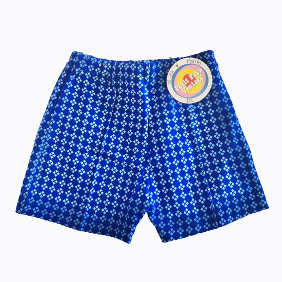 Vintage 1960s Printed Blue Nylon Shorts 18-24 Months