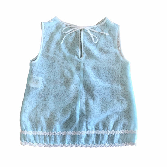 Vintage 1960s Blue Sheer Petticoat Dress French Made 3-6 Months