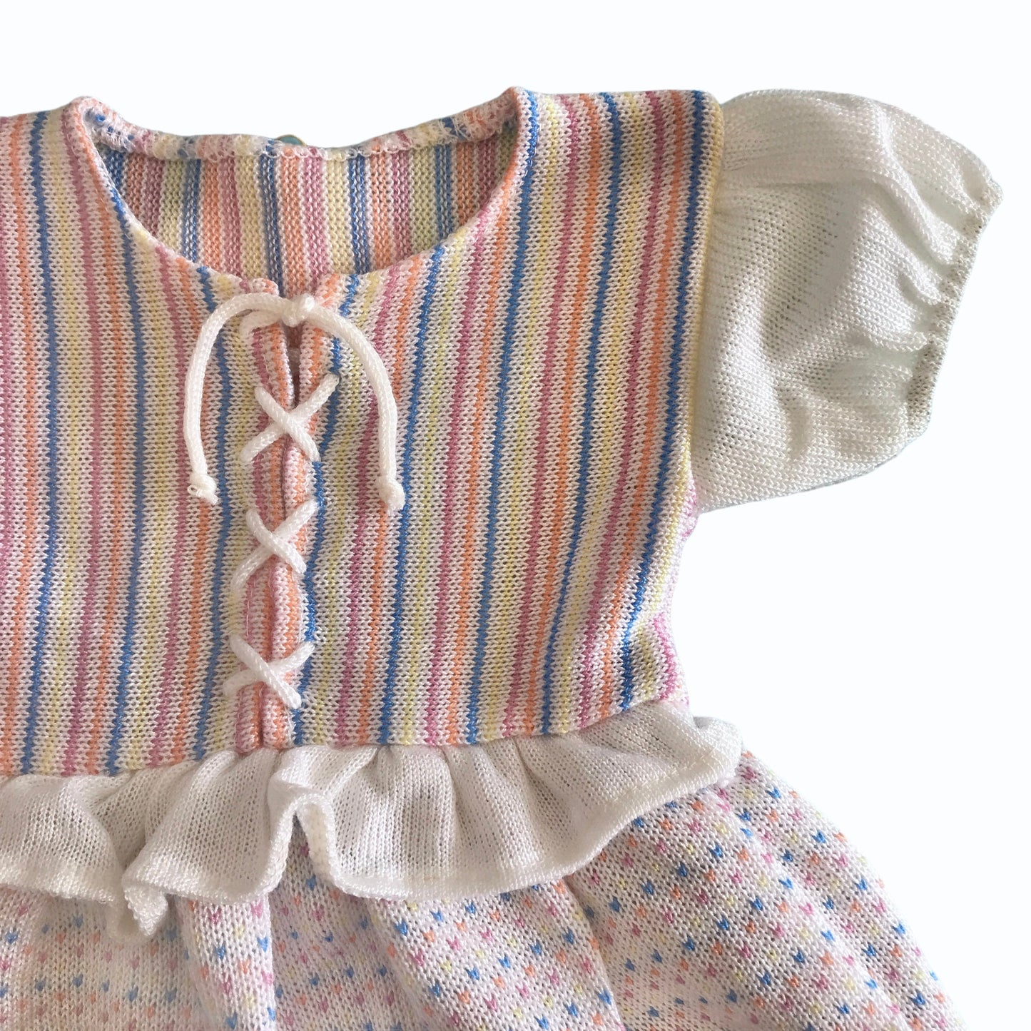 Vintage 1970s Pastel Knitted Dress French Made 3-6 Months