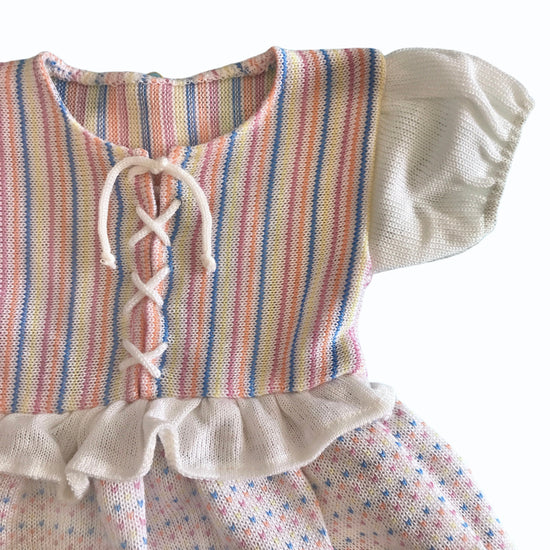 Vintage 1970s Pastel Knitted Dress French Made 3-6 Months