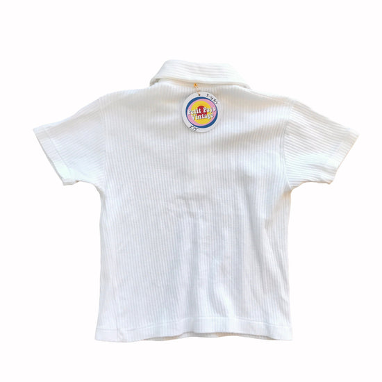 Vintage 1960's White Ribbed Mod Polo Shirt  2-3Y